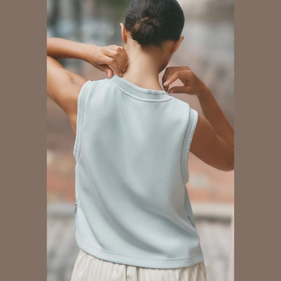 NEW Varley - Sizes S, M, L Women's Shea High-Neck Crop Tank Top - Ether Blue - Picture 2 of 4